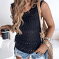 Round Neck Sleeveless Hollow out Crochet Sweater