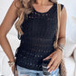 Round Neck Sleeveless Hollow out Crochet Sweater