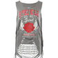 Floral Letter Print Ladder Cutout Tank Top