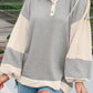 Khaki Textured Colorblock Collared Henley Top