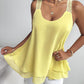 Love Heart Pattern Contrast Lace Layered Chiffon Tank Top