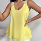 Love Heart Pattern Contrast Lace Layered Chiffon Tank Top
