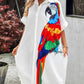 Parrot Print Batwing Sleeve Maxi Shirt Dress