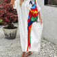 Parrot Print Batwing Sleeve Maxi Shirt Dress