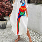 Parrot Print Batwing Sleeve Maxi Shirt Dress