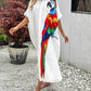 Parrot Print Batwing Sleeve Maxi Shirt Dress