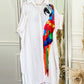 Parrot Print Batwing Sleeve Maxi Shirt Dress