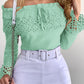 Off Shoulder Guipure Lace Frill Hem Drawstring Top