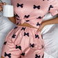 Pink Bow Printed Short 2pcs Lounge Set