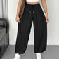 High Waist Elastic Dtrawstring Cuffed Pants Casual Loose Fit Ruched Pants