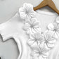 Floral Pattern Rhinestone Decor Knit Top