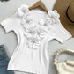 Floral Pattern Rhinestone Decor Knit Top