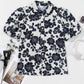 Black Floral Bubble Sleeve Casual Shirt