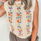 Jet Stream Embroidered Floral Cable Knit Sweater Vest