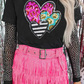 Black Trio Heart Patched Valentines Fashion Tee