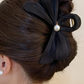 Black Pearl Decor Bow Large Claw Clip