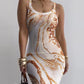 Marble Print U Neck Sleeveless Maxi Skims Dress