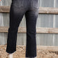 Carbon Grey Mineral Wash Raw Hem High Waist Flared Jeans