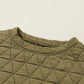 Sage Green Solid Quilted Pullover and Pants Outfit