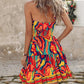 Multi Color Abstract Print Halter Dress