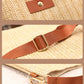 Oatmeal Straw Woven Single Button Crossbody Bag