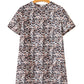 Brown Leopard Print Crew Neck Shift Short T Shirt Dress