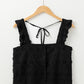 Black Floral Embroidered Buttoned Square Neck Tank Top