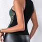 Allover Sequin O neck Sleeveless Tank Tops Slim Fitted Shirt