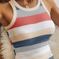 Striped Colorblock Print Contrast Binding Bodycon Dress