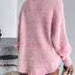 Beaded Decor V neckline Long Sleeve Fluffy Oversized Sweater