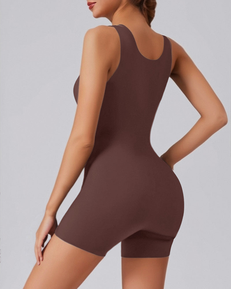 Seamless Square Neck Sleeveless Tank Top Tummy Control Bodysuit Romper