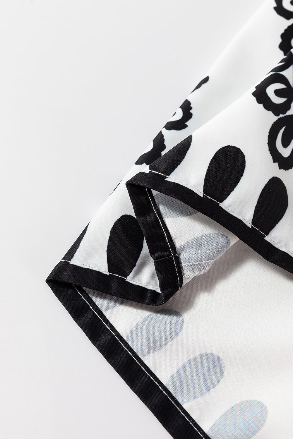 Black Tribal Geometric Print Belted High Waist Casual Shorts