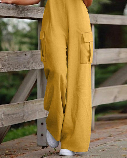 Spaghetti Strap Pocket Design Suspender Jumpsuit