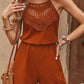 Guipure Lace Spaghetti Strap Tank Romper Casual Pocket Design Hollow out Jumpsuit