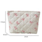 White Bow Knot Print Zipper Quilted Large Cosmetic Bag