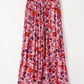 Purple Floral Wide Leg Elastic High Waist Pants