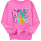 Bonbon GIVE THANKS Graphic Drop Shoulder Thanksgiving Pullover Sweatshirt