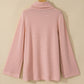 Pink Stripe Cowl Neck Side Slits Loose Fit Long Sleeve Top