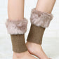 Brown Plush Knitted Patched Winter Boot Cuffs Leg Warmers