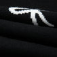 Black Bow Print Side Ties Scalloped Hem Sweater T Shirt