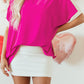 Rose Red Oversized Color Block Boat Neck Tunic Blouse
