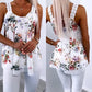 Floral Pattern Lace Patch U Neck Layered Tank Top
