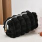 Black Fluffy Zipper Large Makeup Bag