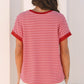 Pink Stripe Knitted Round Neck T Shirt