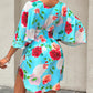 Floral Print Shirred V Neck Dress