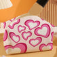 Pink Valentines Fashion Heart Printed Canvas Cosmetic Bag