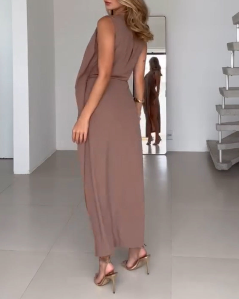 Sleeveless Tied Detail Mini Dress Casual Waist Lace Up Dress