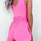 Sachet Pink Plain Sleeveless Loop Drawstring Cinched Waist Romper