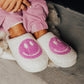 Pink Smile Face Print Non-slip Plush Slippers