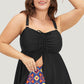 Black Drawstring Tied Front Flared Top Geometric Print Bottom Plus Size Tankinis